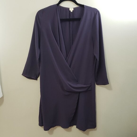 Wilfred Aritzia * Faux Wrap Dress Blue Low Cut 6 - Picture 2 of 9